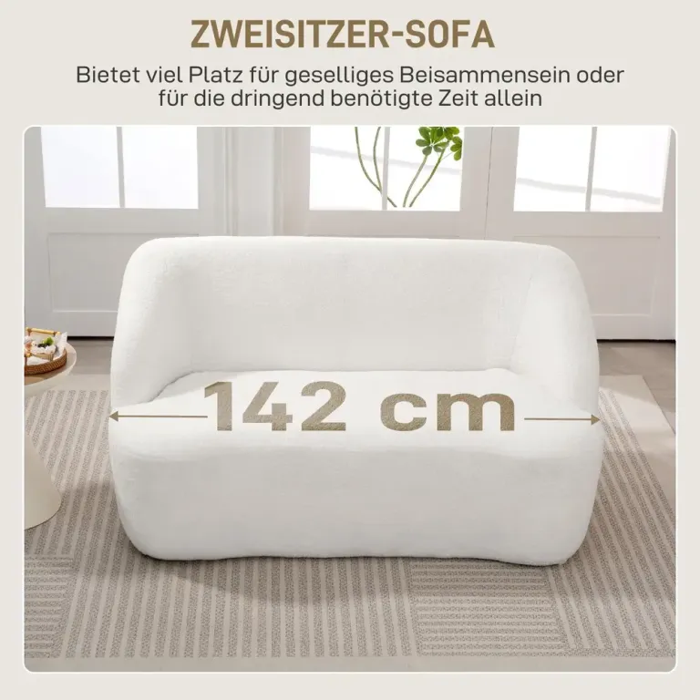 Välvd Klädd Soffa med Fleeceöverdrag Sovrum 2-Sits Modern Rundad