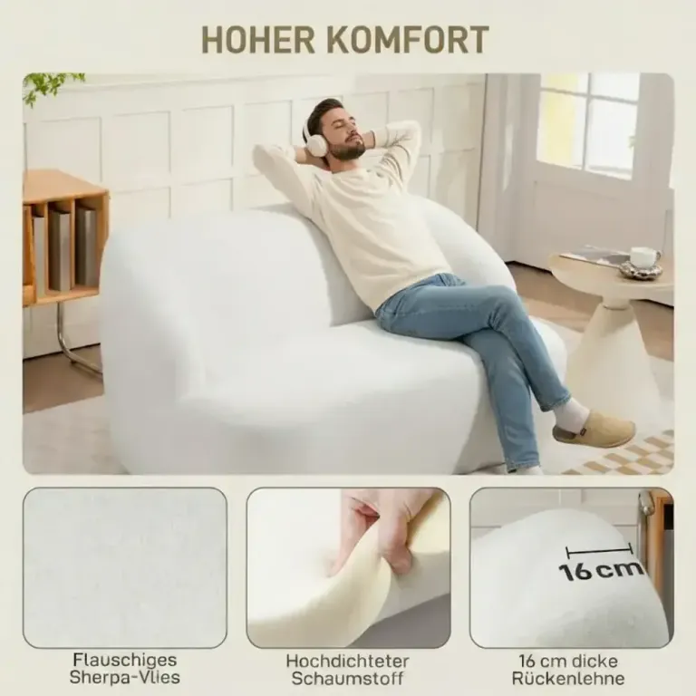 Välvd Klädd Soffa med Fleeceöverdrag Sovrum 2-Sits Modern Rundad