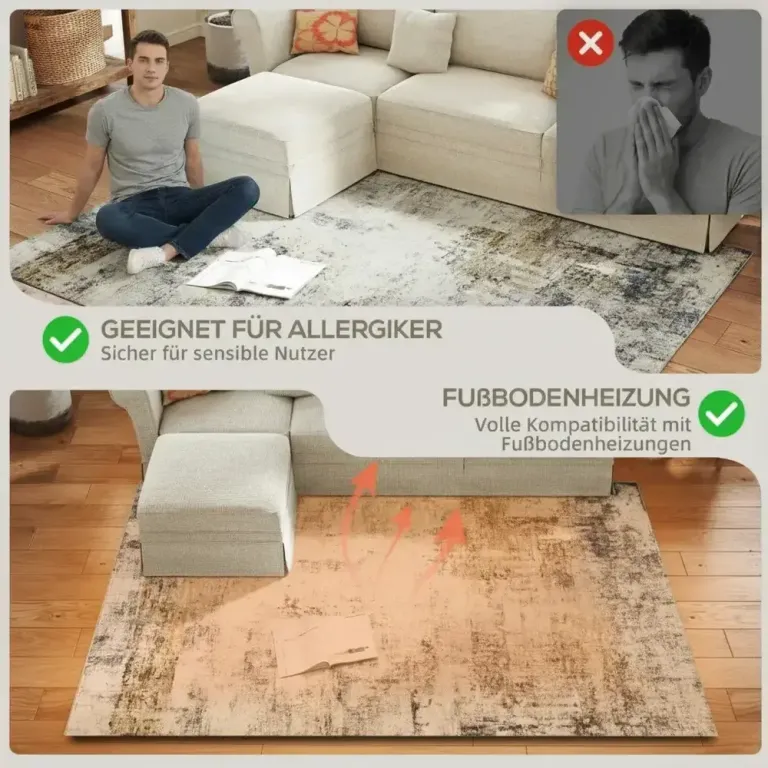 Vardagsrumsmatta i Polyester med Konstnärligt Mönster Mjuk Halkfri