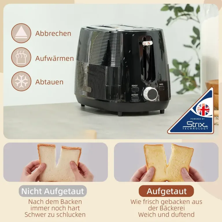 Vattenkokare och Brödrostset 1,7 l i Rostfritt Stål, Svart