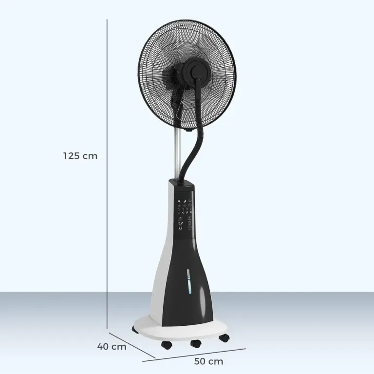 Stativfläkt med Vattendimma och Fjärrkontroll 125 cm, Vit