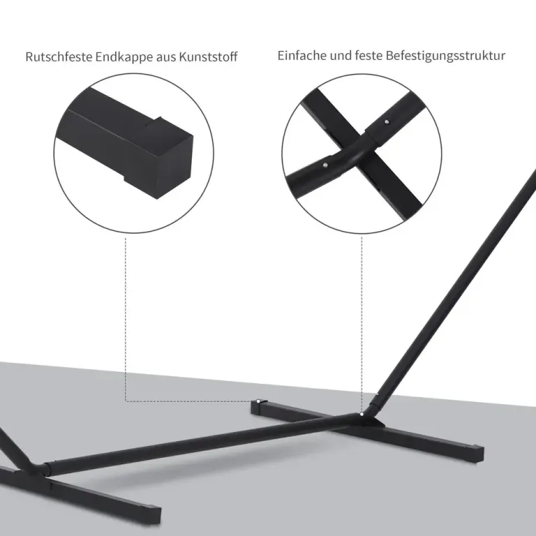 Hängmattsram Metall med Krokar Upp till 360 x 92 x 115 cm