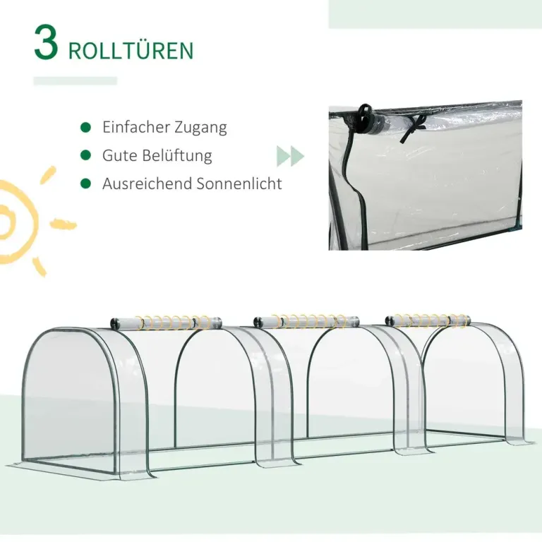 Växthus Grön Stål Plast för Odling 350 x 100 x 80 cm