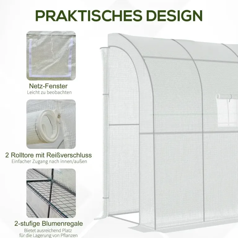 Växthus i Tunnelmodell Rymligt Drivhus 200 x 100 x 215 cm