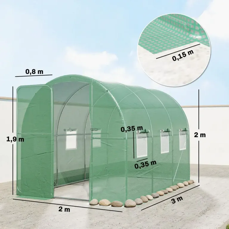 Växthus Tunnel Grön Pe-plast och Stål Folieväxthus