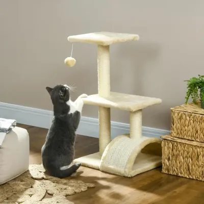 Klösträd med Plyschbollar Sisalstolpar Plattform 72 cm