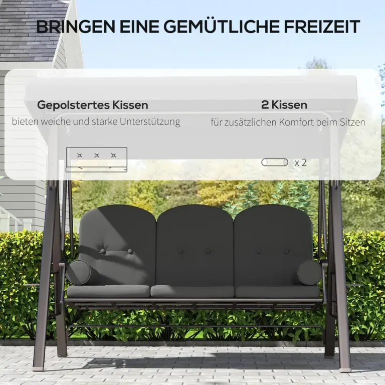 Hammock Mörkgrå med Soltak och Bricka för Tre