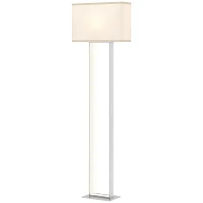 Golvlampa 3 Lägen Fotkontakt Dimbar i Linnelook Vit
