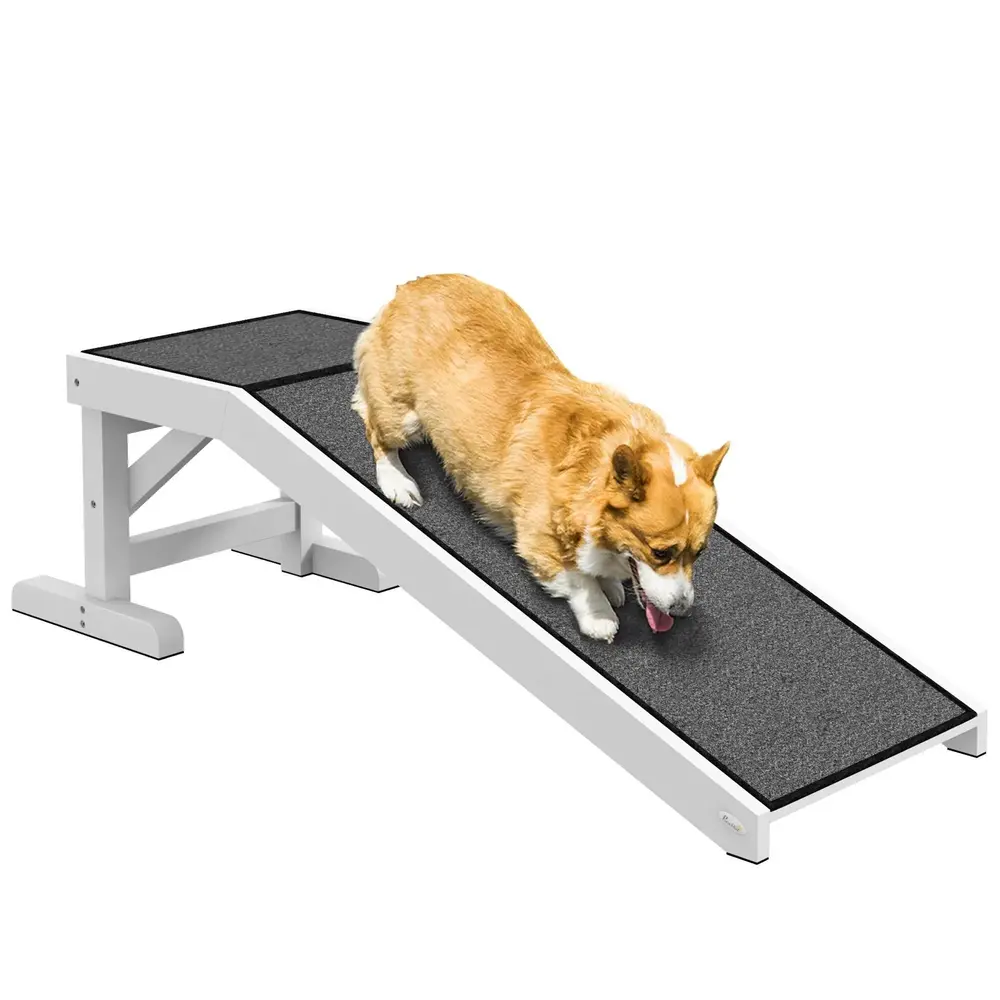 Husdjursramp i Furu Hundramp med Matta 125 x 40 x 35,5 Cm
