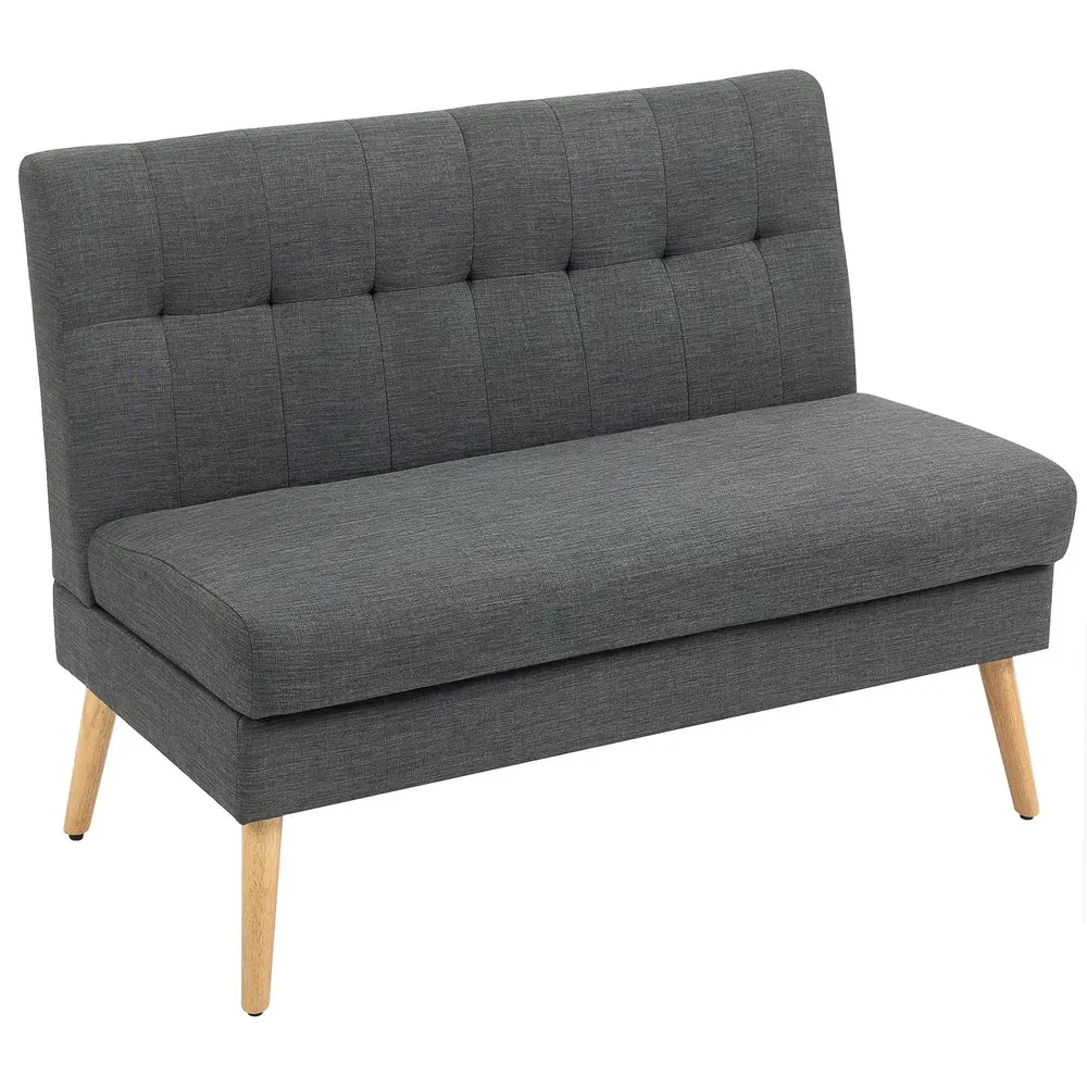 2-sits Soffa Tuftad Rygg Träben Tjock Stoppning