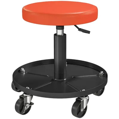 Verkstadspall Höjdjusterbar med Hjul 38–50 cm, Orange Hjulfot