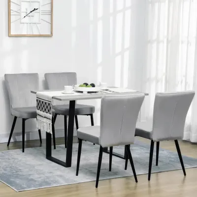 Set 4 Matstolar Accentstolar med Velourlook Ljusgrå, Grå