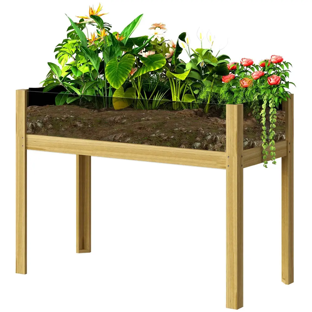 Odlingsbänk Högbädd med Akrylpaneler Natur 110 x 50 x 80 cm