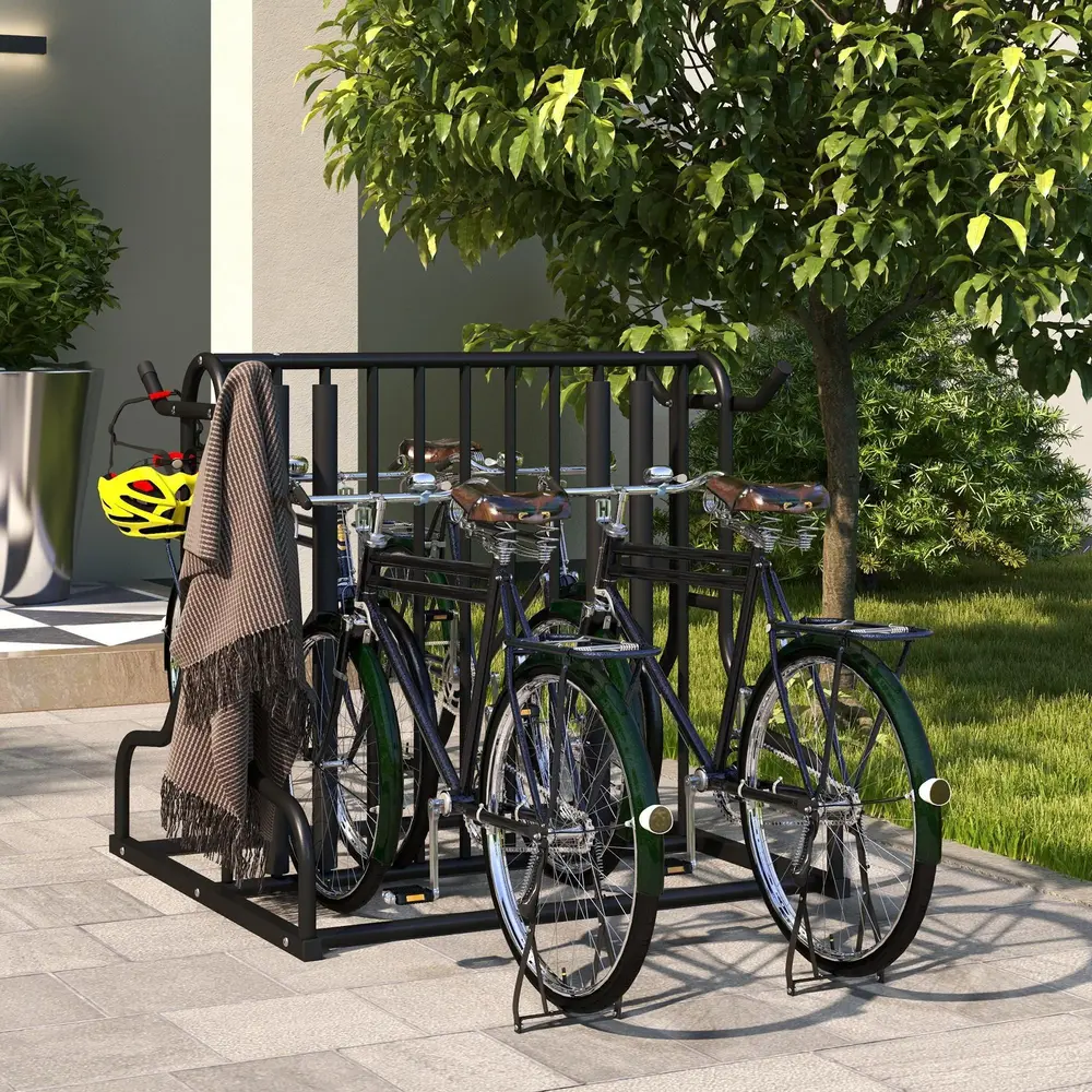 Cykelställ Multipelställ Svart av Stål 90 x 80 x 80 Cm