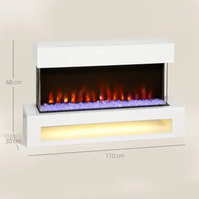 Elkamin med Fjärrkontroll Vit MDF och Glas Elektrisk