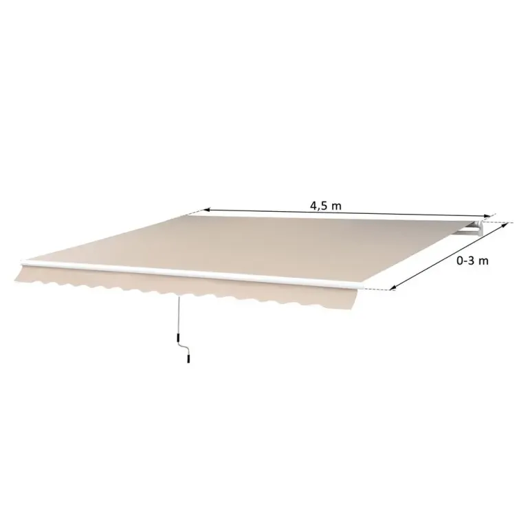 Vikarmsmarkis Beige Polyester Aluminium Uteplatsmarkis 3 m