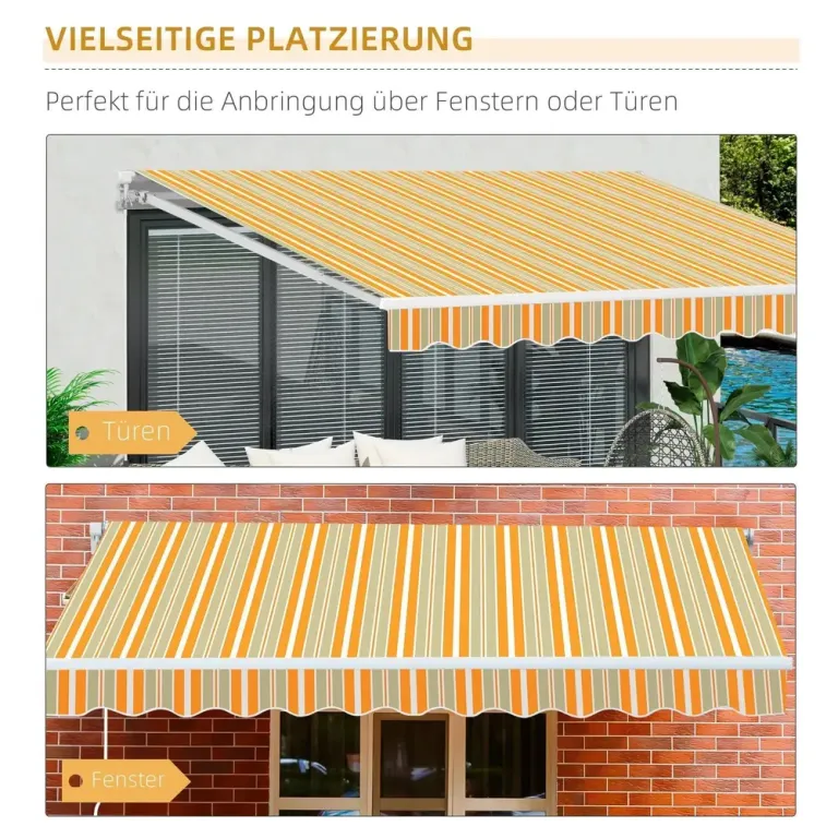 Vikarmsmarkis med Handvev Gulbeige Aluminium Utfällbar