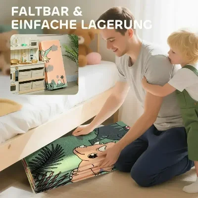 Vikbar Dubbelsidig Babylekmatta Dinosauriemotiv Tjock