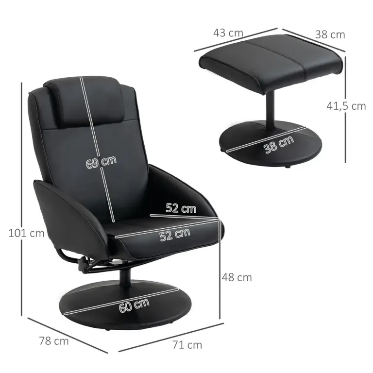 Vilstol med Fotpall Konstläderfodral Liggande Ergonomisk Relax