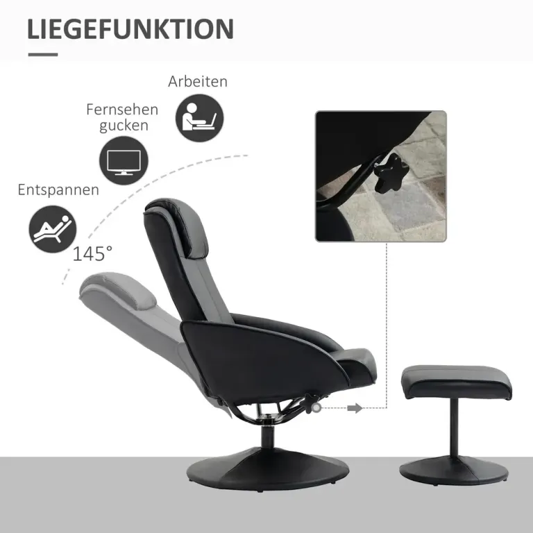 Vilstol med Fotpall Konstläderfodral Liggande Ergonomisk Relax