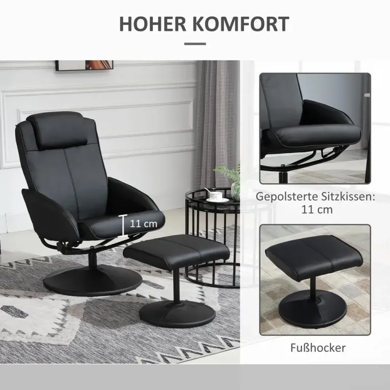 Vilstol med Fotpall Konstläderfodral Liggande Ergonomisk Relax