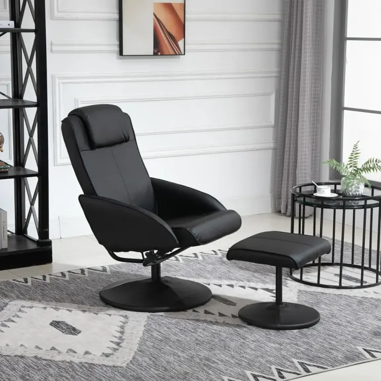 Vilstol med Fotpall Konstläderfodral Liggande Ergonomisk Relax