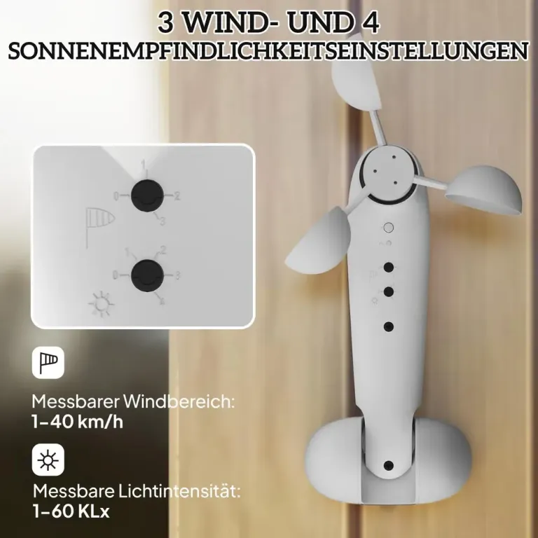 Vindsensor Solsensor för Markiser Vit av Plast