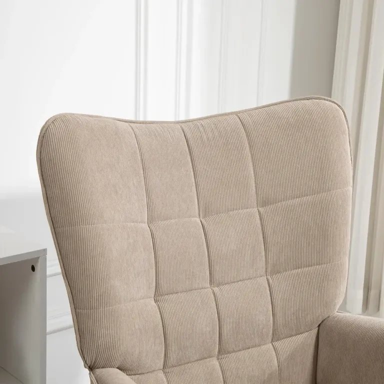 Vingstol Fåtölj Brun av Manchesterlook och Trä Relaxstol Fotpall