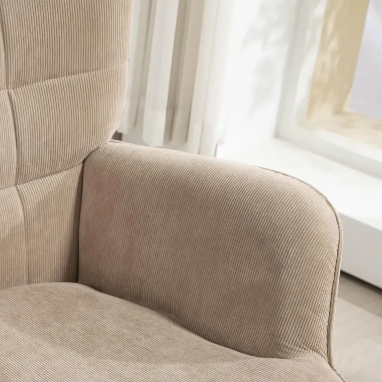 Vingstol Fåtölj Brun av Manchesterlook och Trä Relaxstol Fotpall