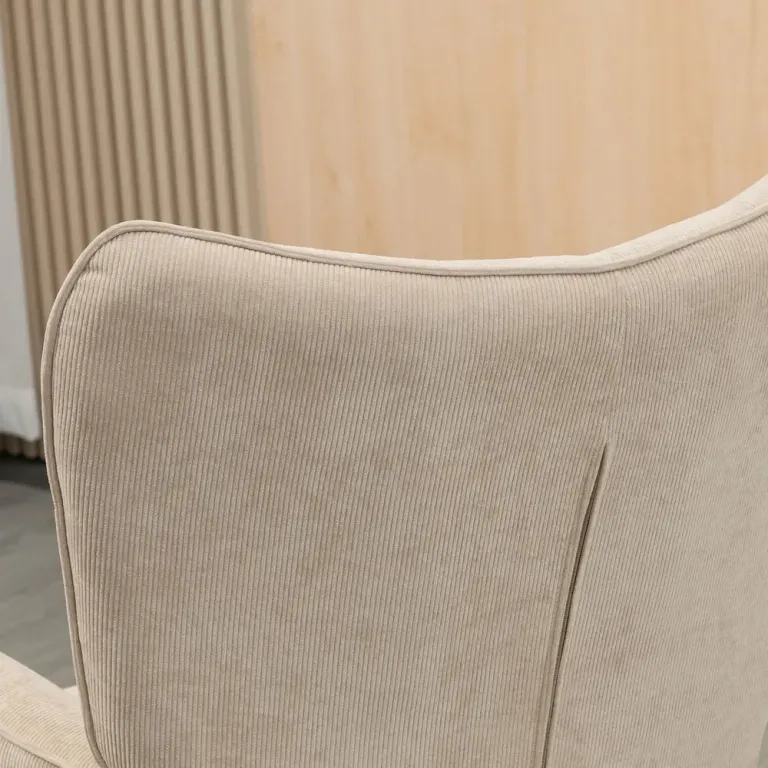 Vingstol med Pall Relaxstol Beige av Tyg med Sladdlook Ergonomisk