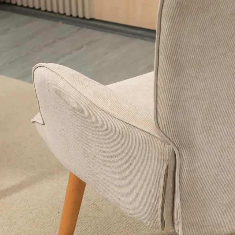 Vingstol med Pall Relaxstol Beige av Tyg med Sladdlook Ergonomisk