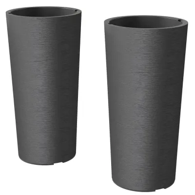 Blomkruka 2-pack Stapelbar Mörkgrå Plast 35x35 cm