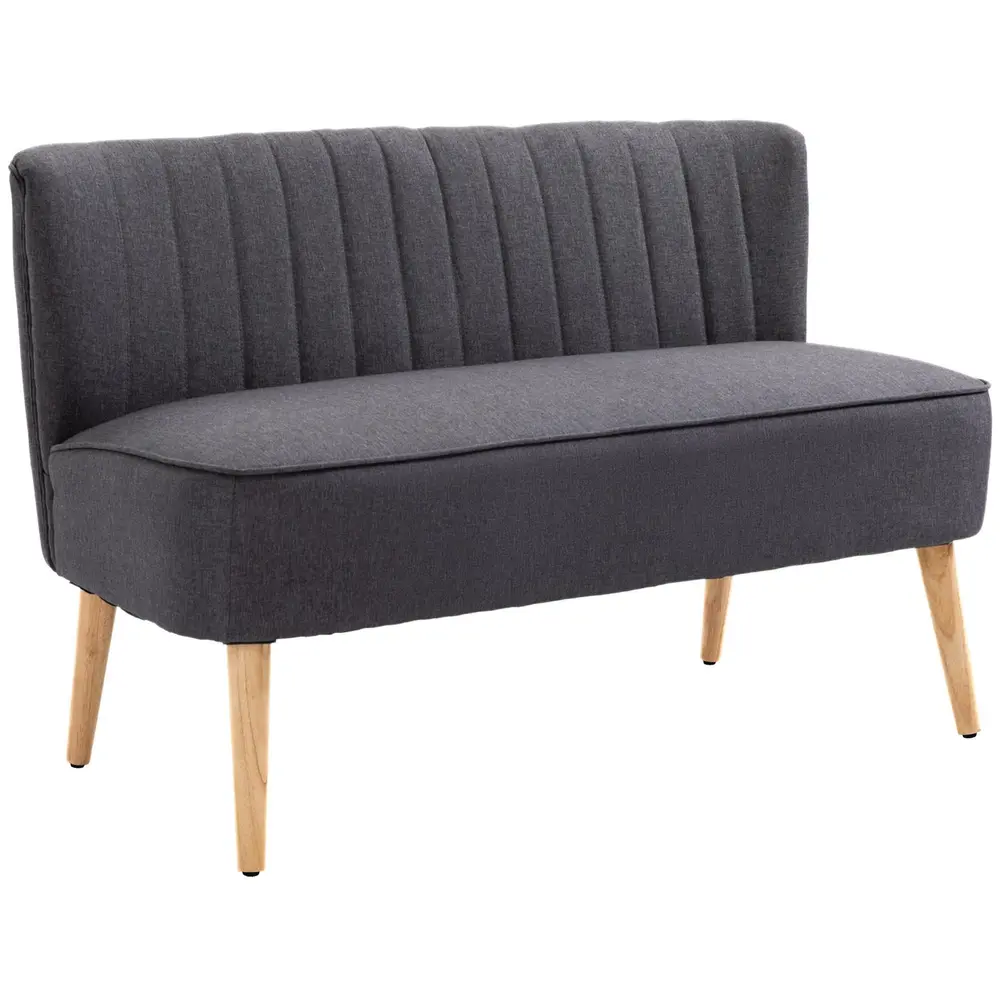 Soffa 2-sits Mörkgrå Tyg Soffa med Mjuk 117x57x77 Cm