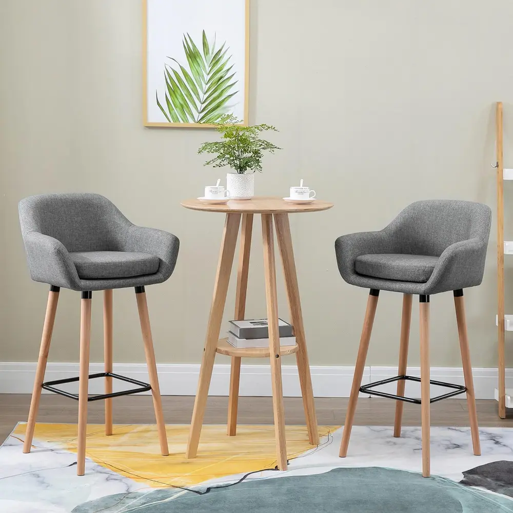 Barstolar i Linne 2-Pack Kökspallar 55 x 48 x 100 Cm