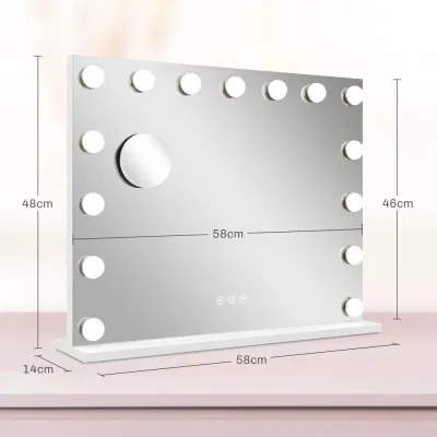 LED-Sminkspegel 3 Ljuslägen Dimbar 58 x 48 cm, Vit
