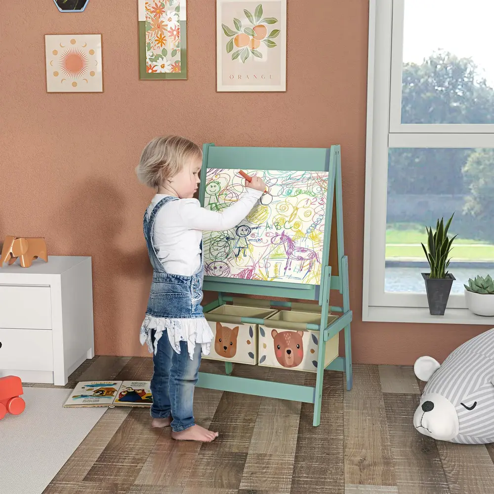 3-i-1 Barnstafli med Pappersrulle Svarta 54 x 46,5 x 93 Cm