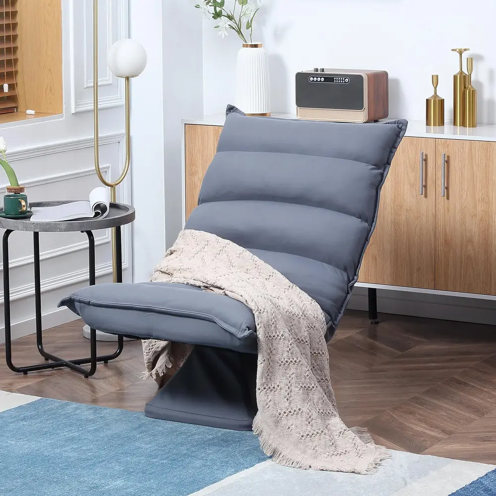 Golvsoffa Golvstol Grå av Mikrofiberduk 62 x 62 x 95 Cm