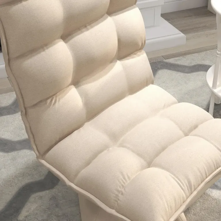 Vridbar Läsfåtölj med Linnelook Beige Avkoppling Justerbart Ryggstöd