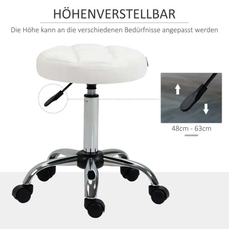 Vridbar Salongspall Höjdjusterbar –63 cm Silver Arbetspall Hjul