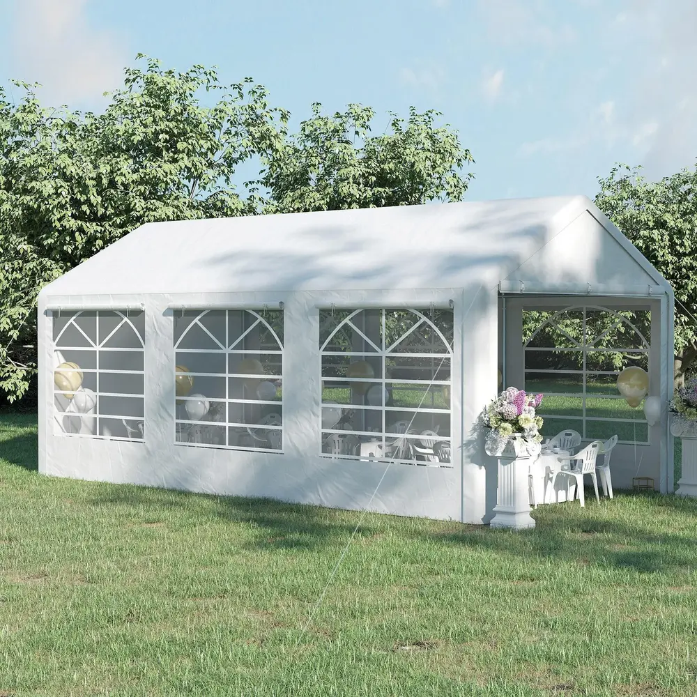 Stort Partytält med Fönster Rymlig Paviljong 4 3 x 6 M