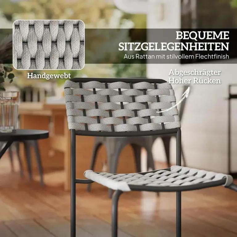 Trädgårdsmöbler Balkongmöbelset för 2 Personer Grå