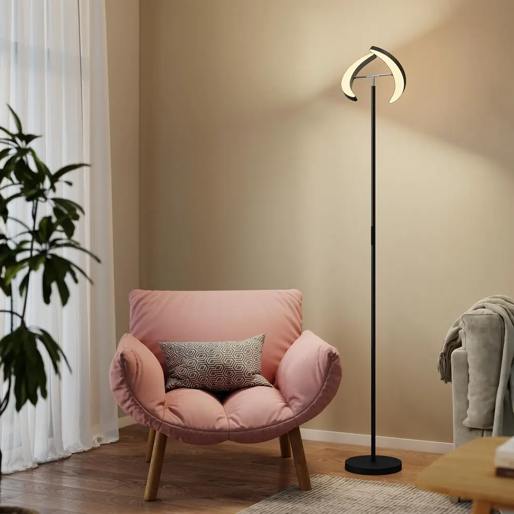 Golvlampa RGB Dimbar Svart Metall för Stämningsljus