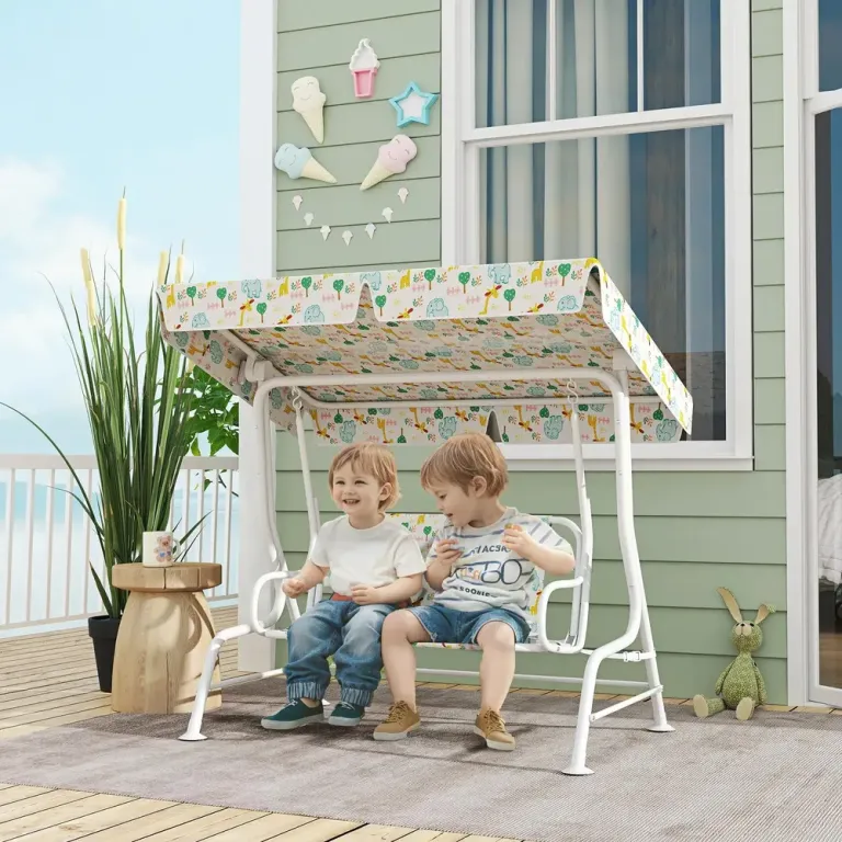 Barnhammock 2-Sits med Soltak, Vit