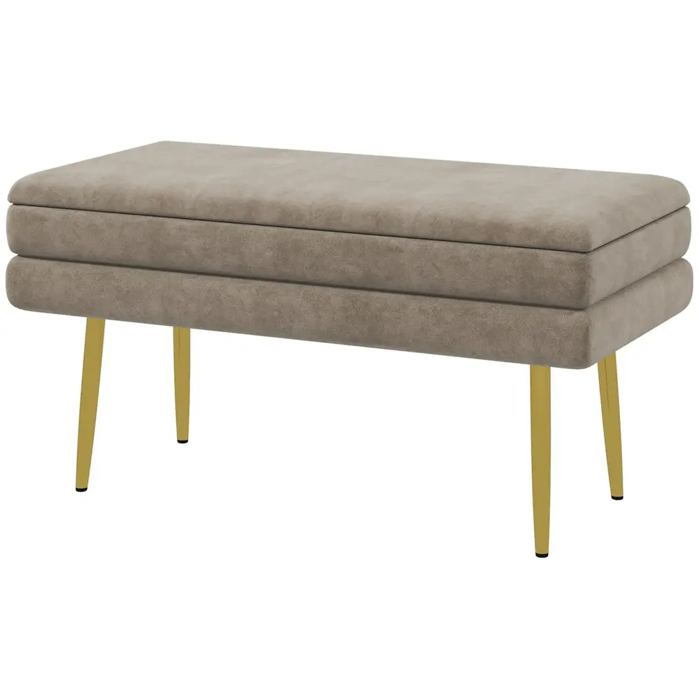 Stoppad Förvaringsbänk Stål Beige 79,5 x 37,5 x 43 Cm