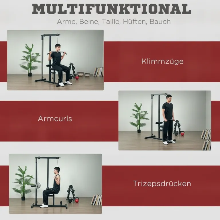 Multigym med Justerbar Sits och Kabeldrag 107x120x190 cm