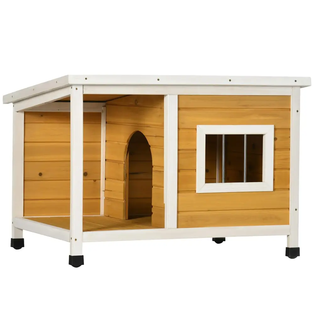 Hundkoja med Veranda Gångjärnstak 85,5 x 62 x 60 Cm