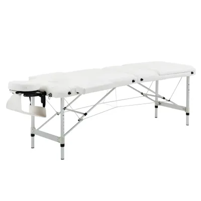 Hopfällbar Massagebänk i Aluminium, Vit