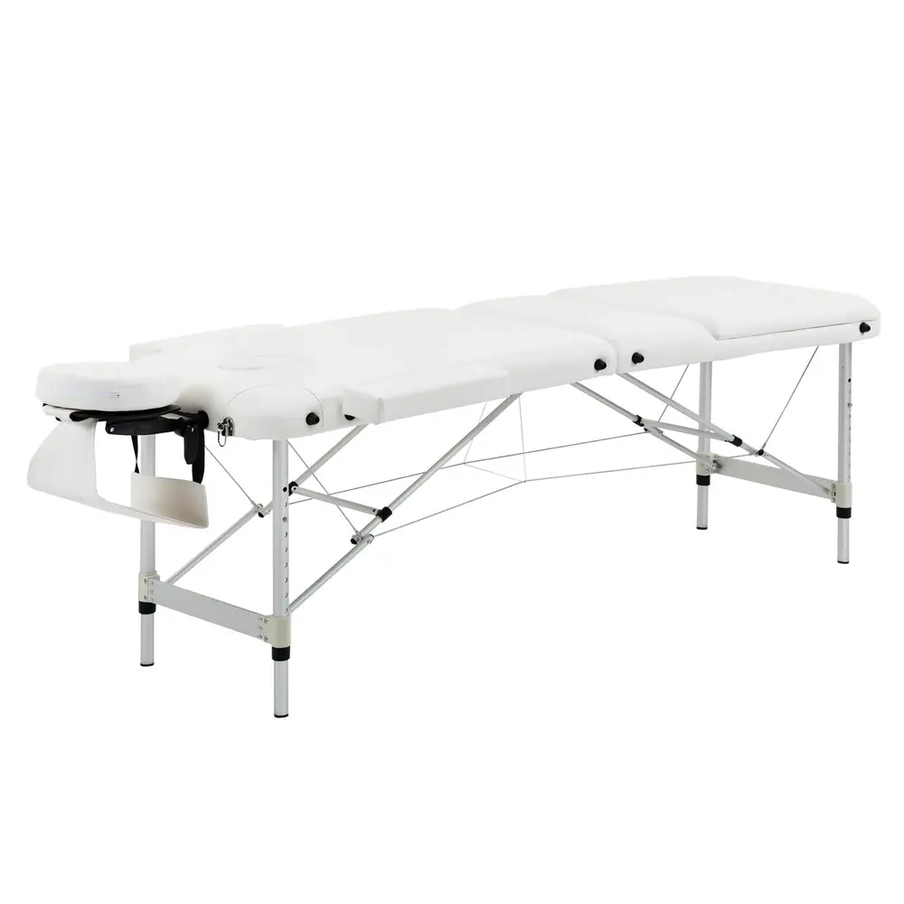 Hopfällbar Massagebänk i Aluminium, Vit