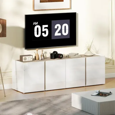 TV-Ställ för 65-Tums TV med Mjukstängande Dörrar Hyllor