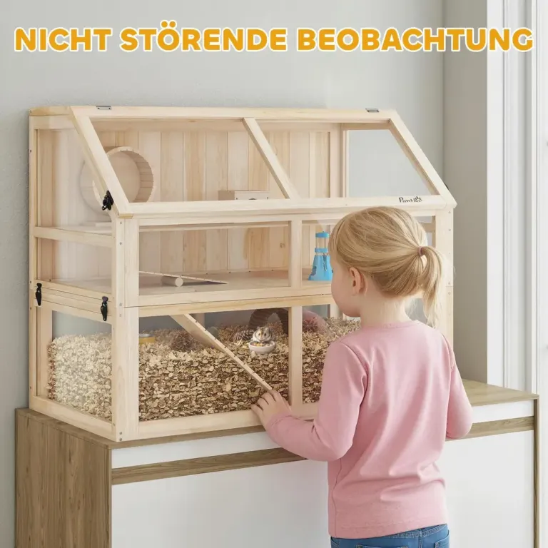 Hamsterbur av Trä 3 Nivåer Gnagarbur Smådjursbur